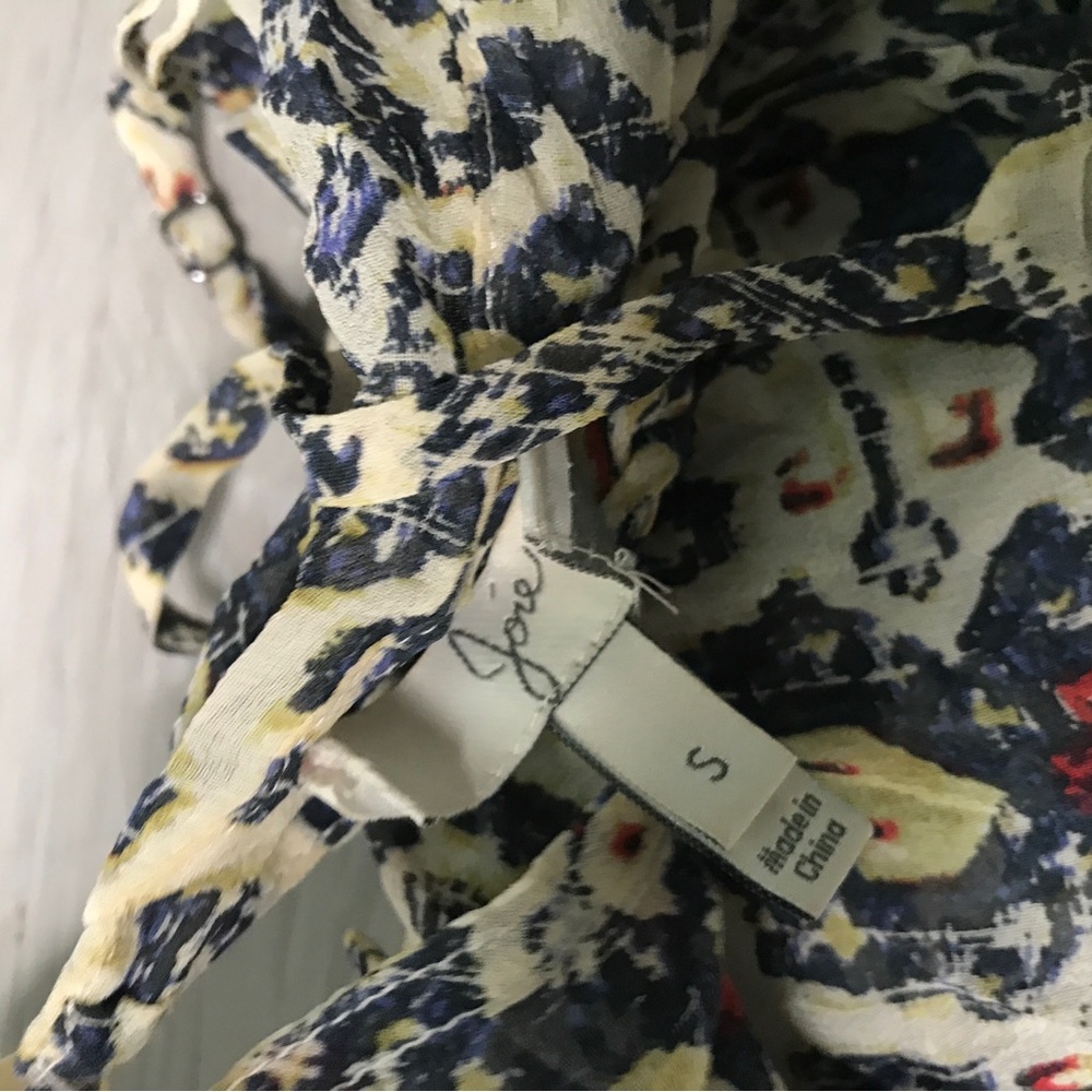 JOIE IVORY NAVY 100% SILK MAXI DRESS FLORAL RESORT WOMENS SMALL - Picture 6 of 9